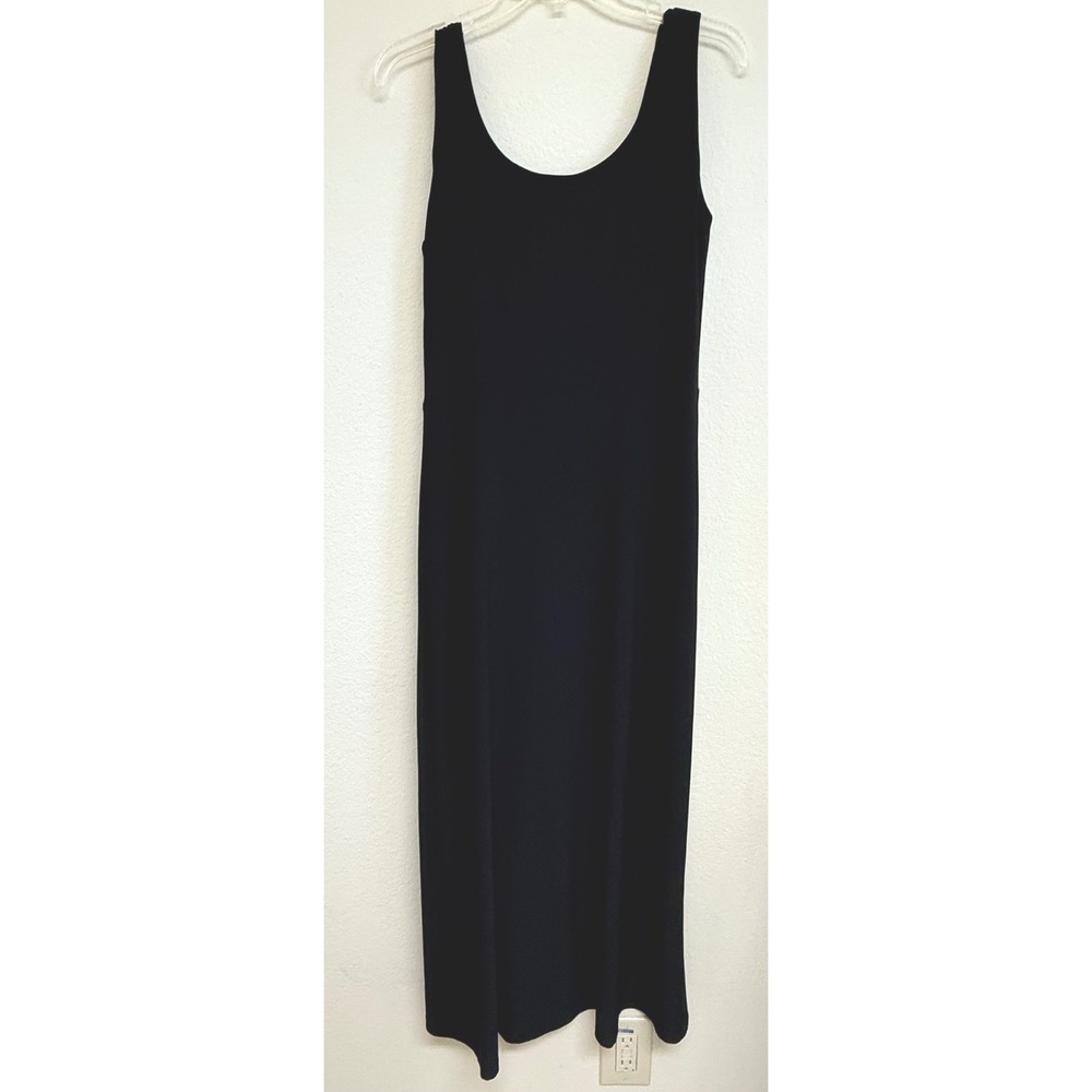 Lauren Ralph Lauren Black Sleeveless Maxi Dress Side Gathered Pleated Size 8 - Picture 4 of 8